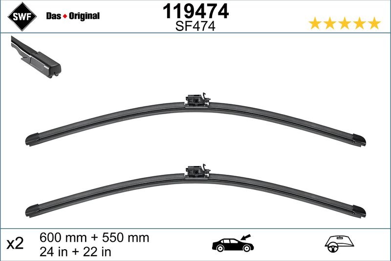 SWF Wiper blade Front 119474 Windscreen wiper,Window wiper MERCEDES-BENZ,E-Klasse Limousine (W213),E-Klasse T-modell (S213),E-Klasse Coupe (C238)