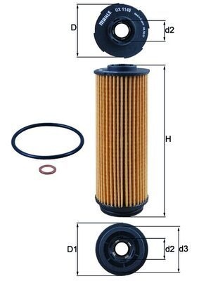 MAHLE ORIGINAL Oil filter Filter Insert OX 1146D Engine oil filter VW,AUDI,BMW,Tiguan Allspace (BW2),A4 Limousine (8K2, B8),A5 Sportback (8TA)