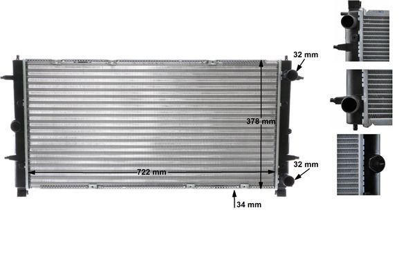 MAHLE ORIGINAL Engine radiator VW CR 398 000S 701121253D,701121253E,701121253F Radiator, engine cooling,Radiator,Engine cooler 701121253K,701121253M