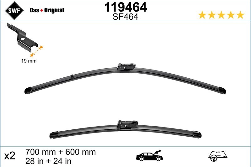 SWF Front Windscreen Wiper Blade LHD Only 119464 P OE