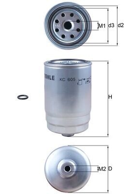 MAHLE ORIGINAL Fuel Filter Spin-on Filter KC 605D  HYUNDAI,KIA,Tucson (TL, TLE),ix20 (JC),TUCSON Kasten/SUV (TLE),Sportage (QL, QLE),VENGA (YN)