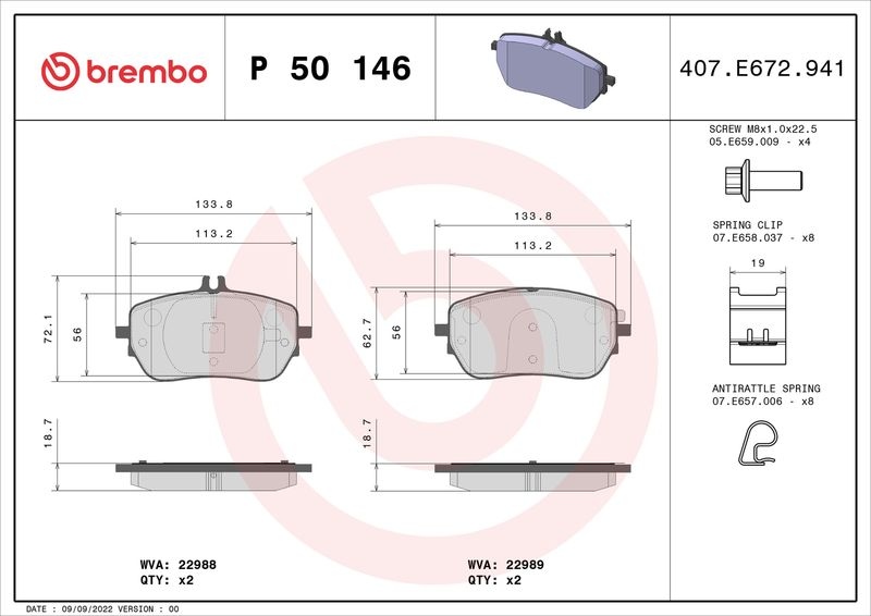 BREMBO Brake pad set PRIME LINE prepared for wear indicator P 50 146 Brake pads,Brake pad set, disc brake MERCEDES-BENZ,A-Klasse (W177)