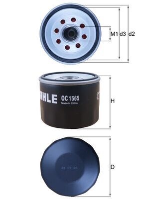 MAHLE ORIGINAL Oil filter Spin-on Filter OC 1565 Engine oil filter FORD,Grand C-Max (DXA/CB7, DXA/CEU),C-Max II (DXA/CB7, DXA/CEU),S-Max (CJ)