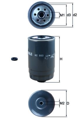 MAHLE ORIGINAL Fuel Filter Spin-on Filter KC 503D HYUNDAI,KIA,i40 CW (VF),i30 (GD),i30 CW (GD),Santa Fé III (DM),Grand Santa Fé (DM),i30 Coupe