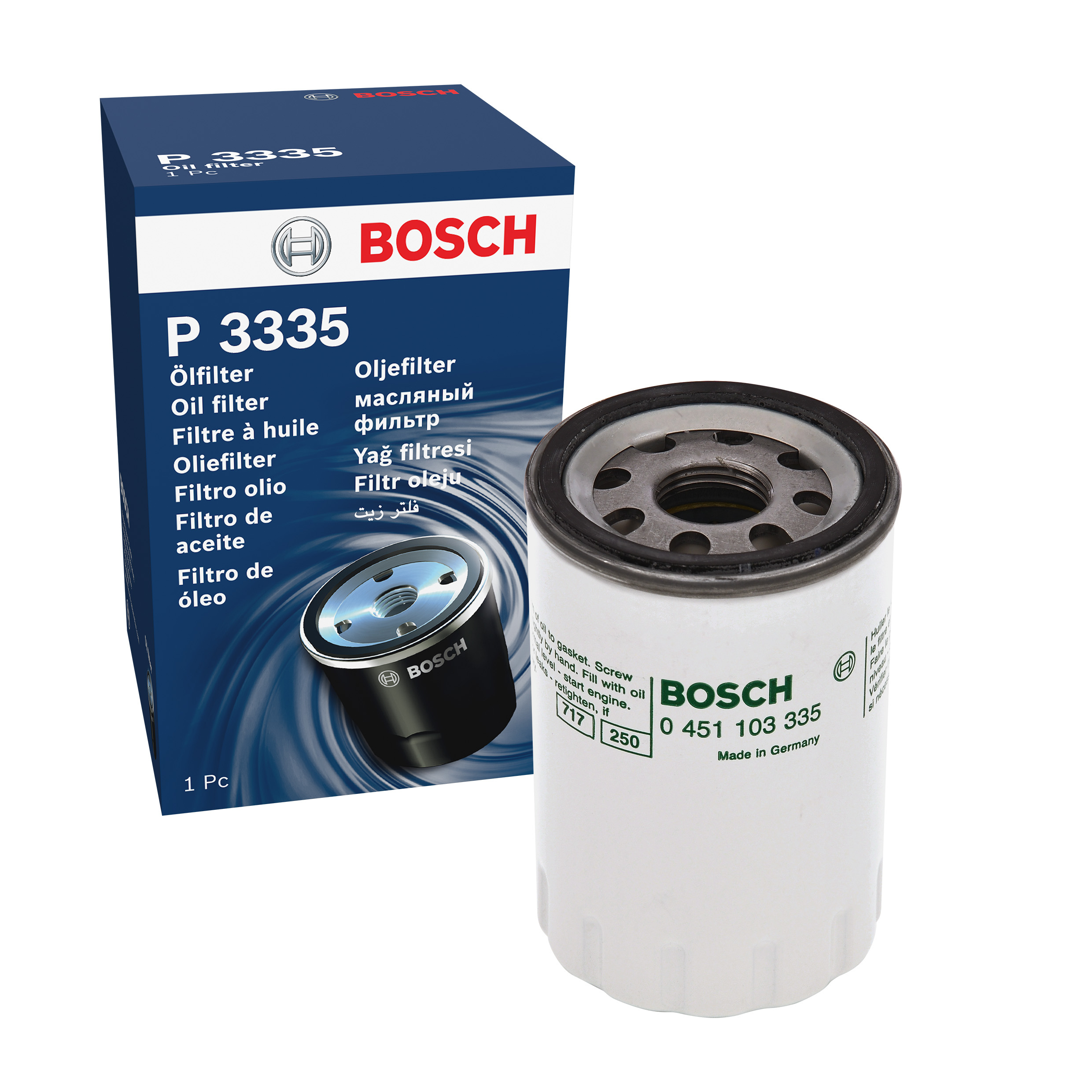 BOSCH Oil filter Spin-on Filter 0 451 103 335 Engine oil filter FIAT,JAGUAR,DAIMLER,DUCATO Pritsche/Fahrgestell (230),DUCATO Bus (230)