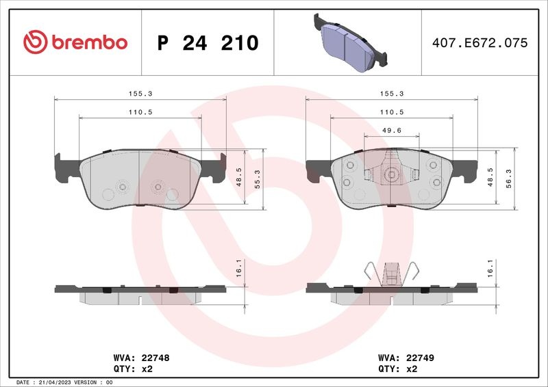BREMBO Brake pad set FORD P 24 210 2095060,2095160,2272732 2279460,KTH1BC2001AB,KTH1BC2K021AB,KTK1BC2K021AB,KTK1BC2K021AC,MEH1BC2K021AA
