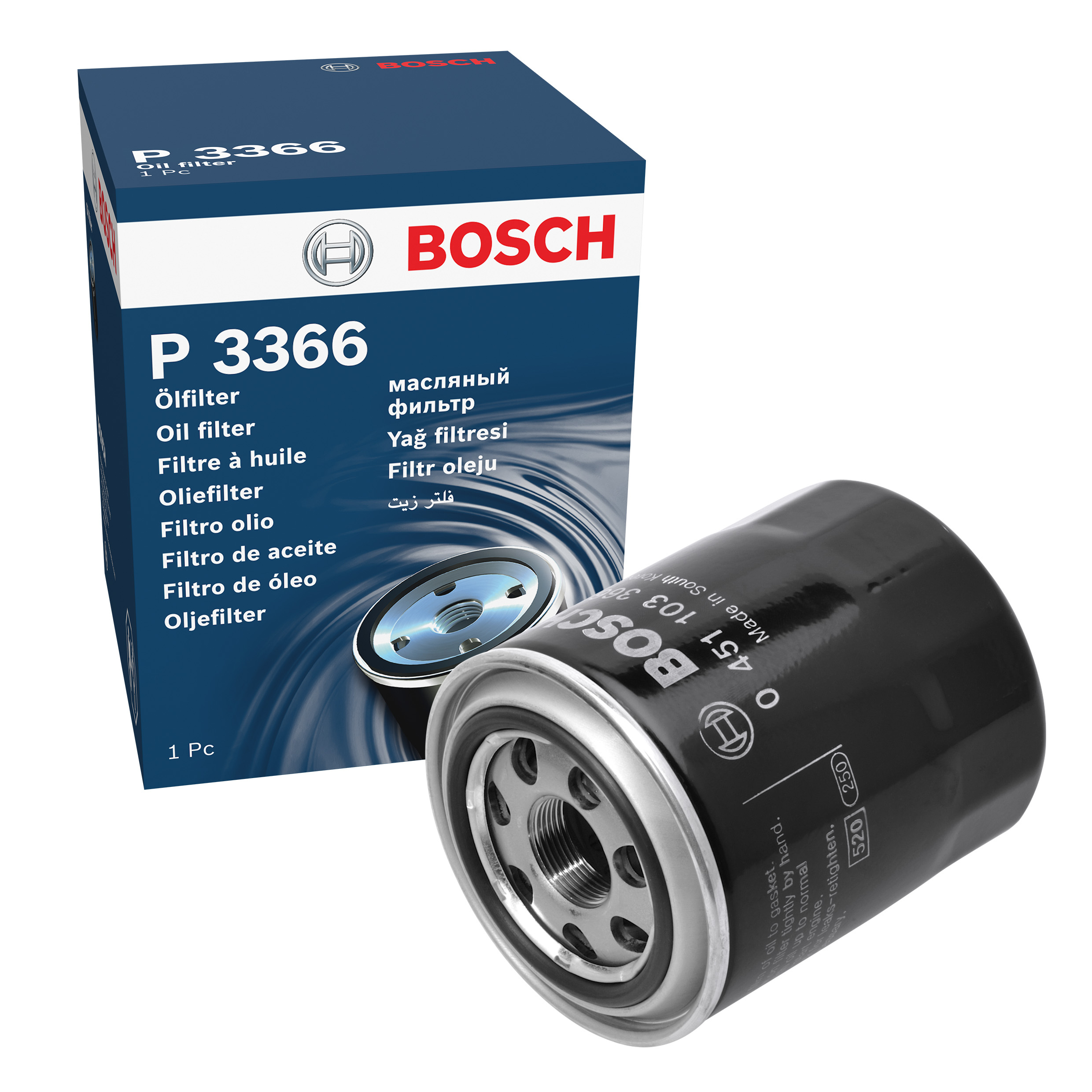 BOSCH Oil filter HYUNDAI,KIA,MITSUBISHI 0 451 103 366 2630042030,2630042040,2630042060 Engine oil filter 263104A000,263104A010,263304A000,263304A001