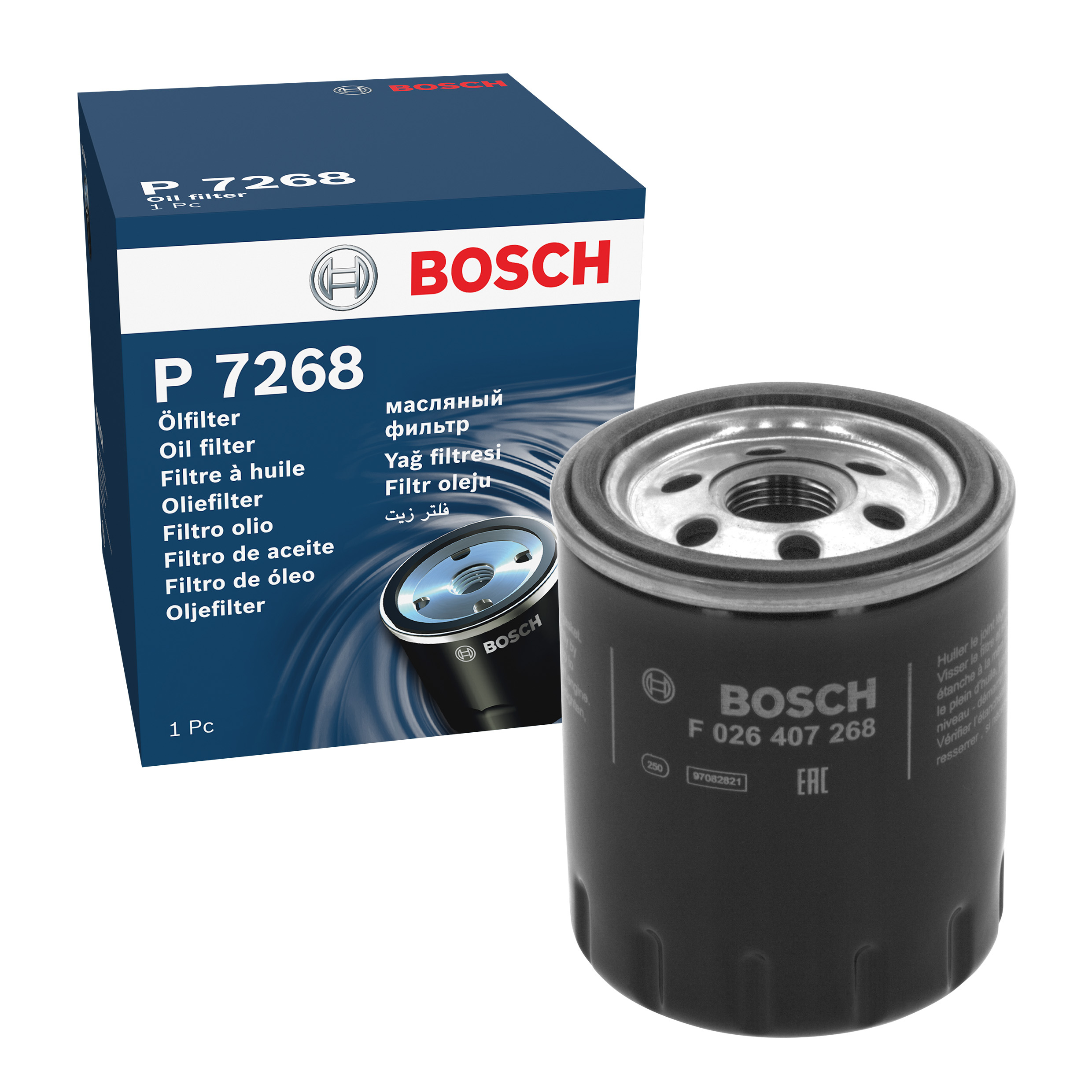 BOSCH Oil filter OPEL,FIAT,PEUGEOT F 026 407 268 9809532380,9809532380,K9809532380 Engine oil filter 9809532380,9809532380,SU001A4322,9809532380