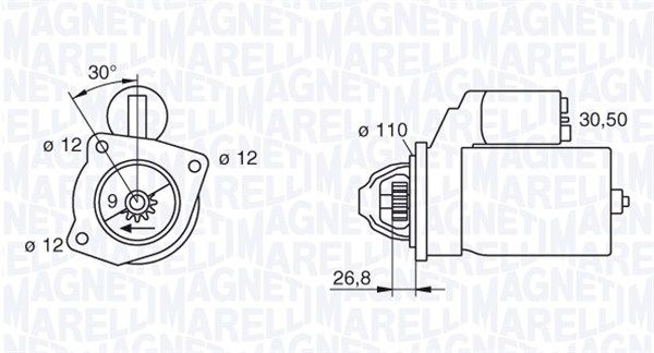 Magneti Marelli Startmotor Startmotor Alfa Romeo Msn230 Storlek 2