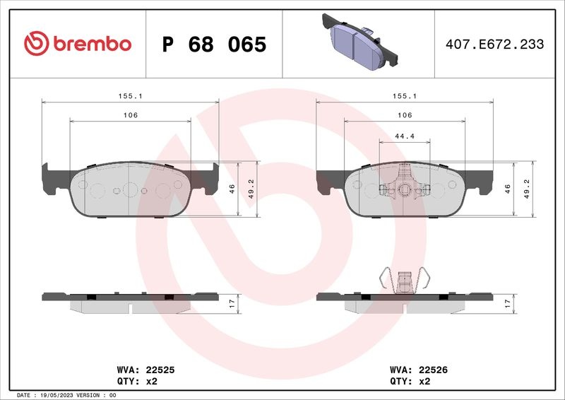 BREMBO Brake pad set PRIME LINE excl. wear warning contact P 68 065 Brake pads,Brake pad set, disc brake RENAULT,DACIA,LADA,Clio IV Schrägheck (BH_)