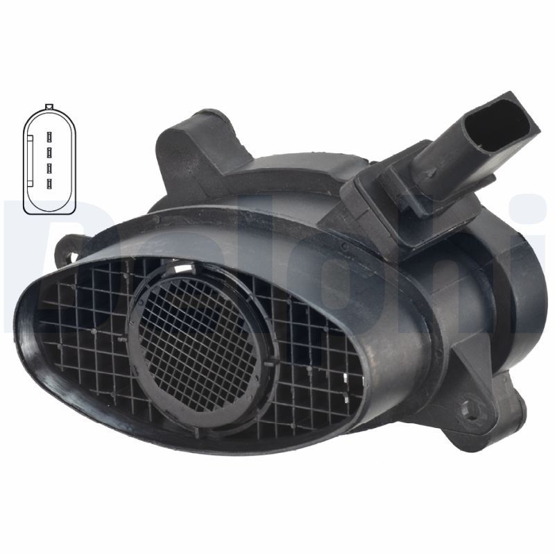 DELPHI Mass air flow sensor with housing AF10303-12B1 Air mass sensor,MAF sensor BMW,3 Touring (E91),3 Limousine (E90),3 Limousine (E46)