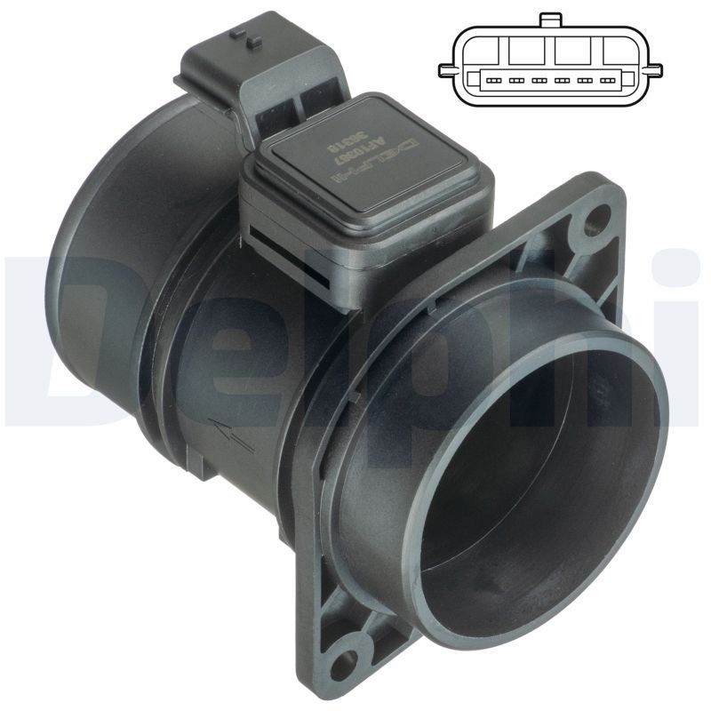 DELPHI Mass air flow sensor with housing AF10367-12B1 Air mass sensor,MAF sensor OPEL,RENAULT,NISSAN,Vivaro A Kastenwagen (X83),Vivaro A Combi (X83)