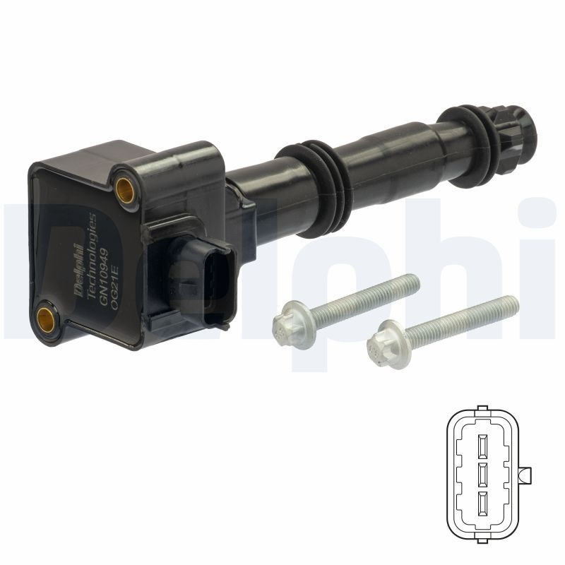 DELPHI Ignition coil PORSCHE GN10949-12B1 90660210101,90660210200,90660210301 Coil pack,Ignition coil pack,Engine coil,Engine coil pack 99660210100