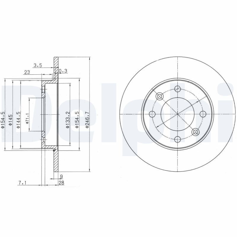 DELPHI Brake disc PEUGEOT,CITROËN BG3653 1618861980,4246W9,4246X8 Brake rotor,Brake discs,Brake rotors 4246XB,424952,424953,424990,E169198,1618861980