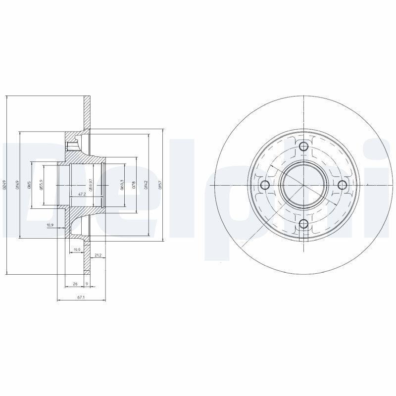 DELPHI Brake disc OPEL,PEUGEOT,CITROËN BG9022RSC 1619237980,424919,424932 Brake rotor,Brake discs,Brake rotors E169512,1613500780,424919,424932,424919