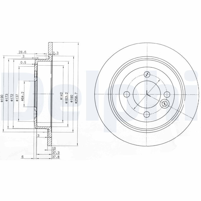 DELPHI Brake disc solid BG3662C Brake rotor,Brake discs MINI,Schrägheck (R56),Schrägheck (R50, R53),Clubman (R55),Cabrio (R52),Cabrio (R57)