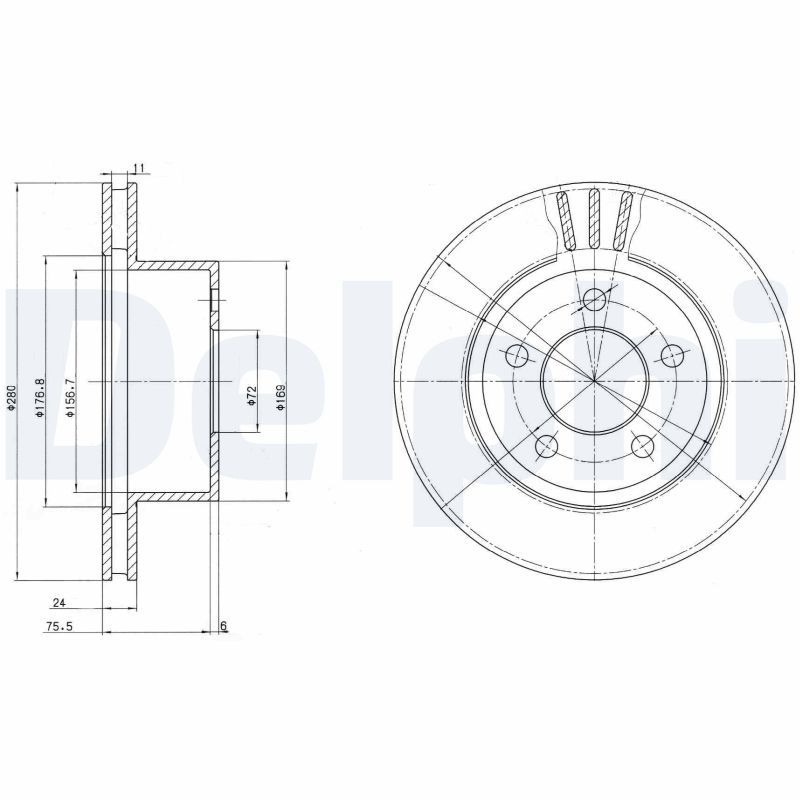 DELPHI Brake disc JEEP BG3533 05015965AA,2AMV5965AA,5015965AA Brake rotor,Brake discs,Brake rotors 52005000,52007710,52008264,52008440,V5015965AA