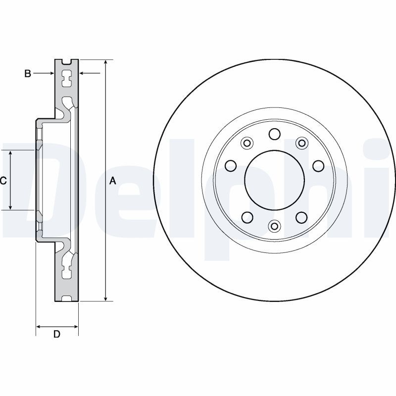 DELPHI Brake disc OPEL,PEUGEOT,CITROËN BG4669C 1642765080,1647867480,1667851280 Brake rotor,Brake discs,Brake rotors 1669577380,9675223380,9803918180