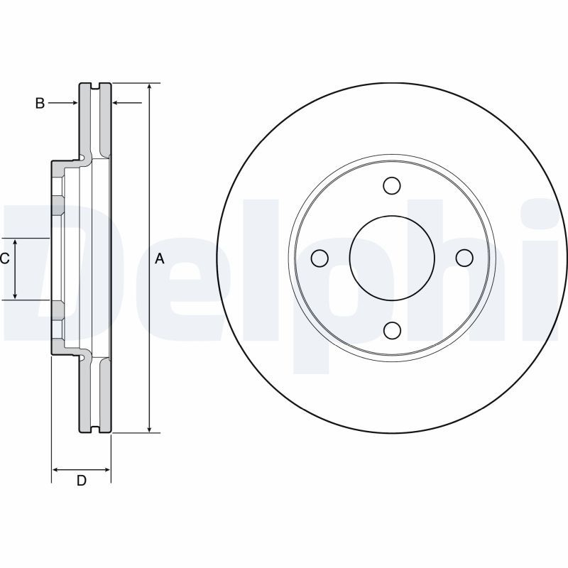 DELPHI Brake disc Vented BG4953C Brake rotor,Brake discs FORD,Fiesta Mk7 Schrägheck,Fiesta Mk7 Kastenwagen