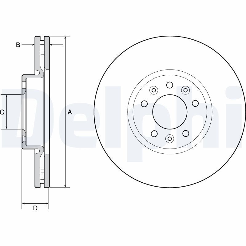 DELPHI Brake disc OPEL,FIAT,PEUGEOT BG4805C 1647883380,9805260180,155254427 Brake rotor,Brake discs,Brake rotors 1647883380,9805260180,1647883380