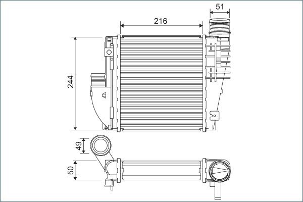 Intercooler, charge air cooler 822927 Valeo