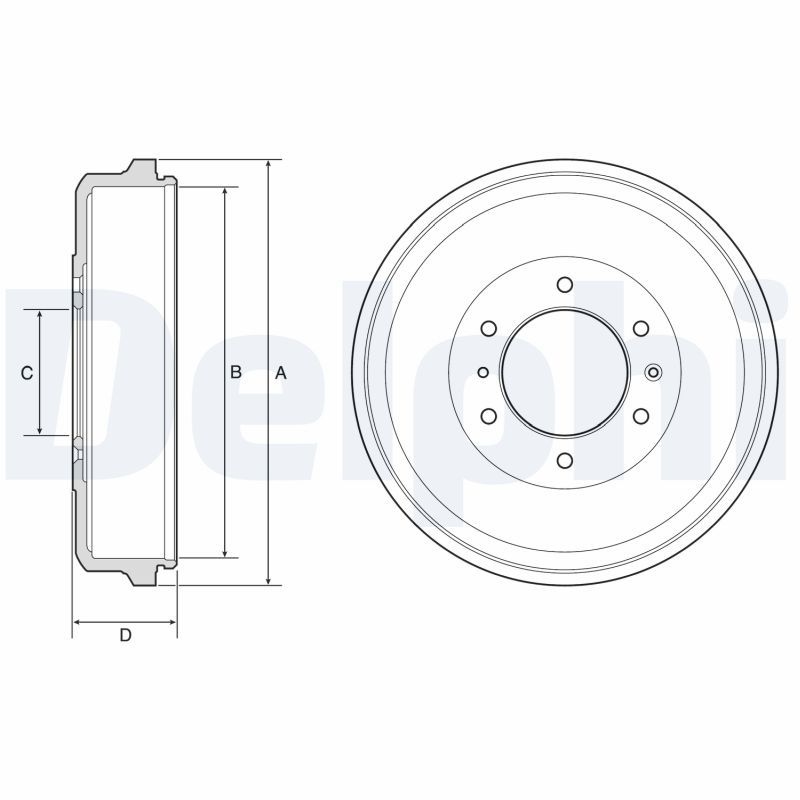 DELPHI Brake Drum without ABS sensor ring BF573 Rear Brakes,Drum Brake ISUZU,D-MAX (TFR, TFS),D-Max II Pritsche / Fahrgestell (TFR, TFS)