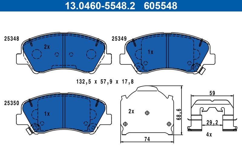ATE Brake pad set with acoustic wear warning 13.0460-5548.2 Brake pads,Brake pad set, disc brake HYUNDAI,KIA,i20 Schrägheck (GB, IB),i20 ACTIVE (GB)