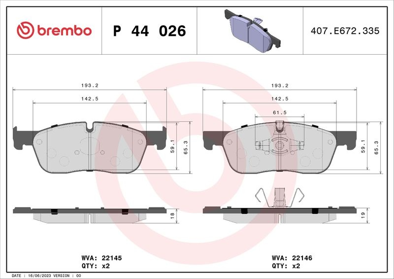 BREMBO Brake pad set PRIME LINE prepared for wear indicator P 44 026 Brake pads,Brake pad set, disc brake LAND ROVER,JAGUAR,Range Rover Evoque (L538)