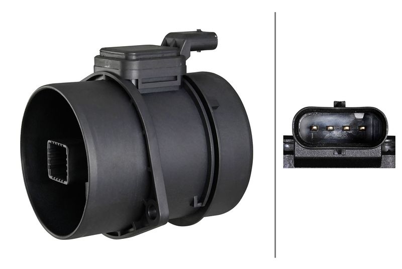 HELLA Mass air flow sensor without gasket/seal 8ET 358 095-311 Air mass sensor,MAF sensor MERCEDES-BENZ,C-Klasse Limousine (W204)