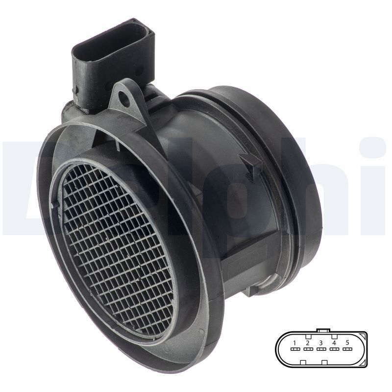 DELPHI Mass air flow sensor with housing AF10338-12B1 Air mass sensor,MAF sensor MERCEDES-BENZ,E-Klasse Limousine (W211),C-Klasse Limousine (W204)