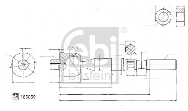 Axial ball, Tie Rod 185059 FEBI