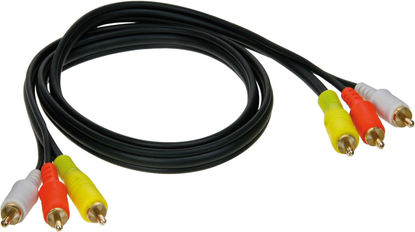 A/V Cable 1 mtr. 3 plugs red - white - yellow