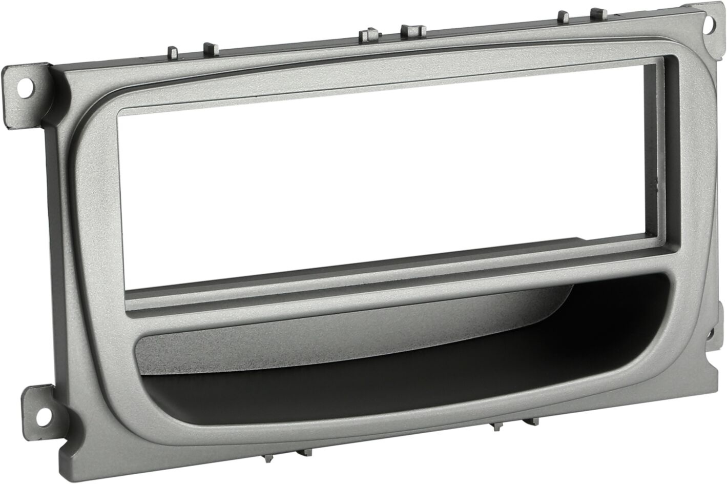 1-DIN Panel with storage tray. Ford Mondeo / Focus / S-Max / Galaxy Color: Silver