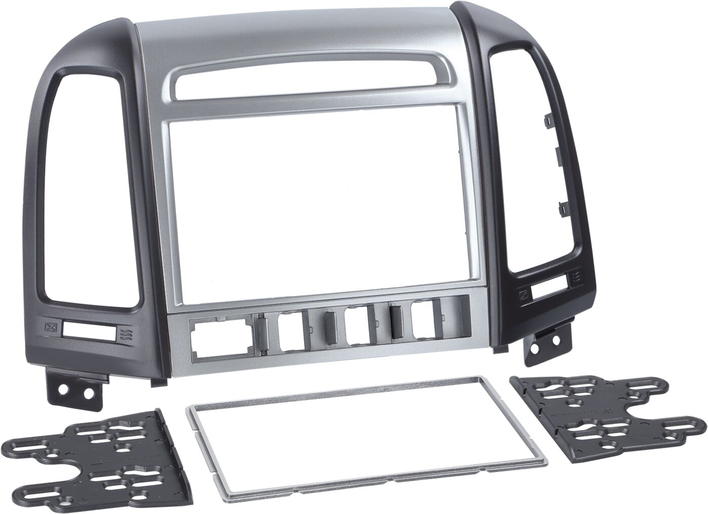 2-DIN Panel Hyundai Santa Fé 2006-2012 Color: Silver/Black