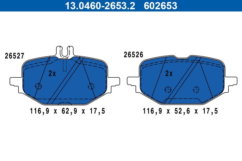 Bromsbelaggssats Skivbroms 13046026532 Ate Mercedes-Benz Ate 13046026532 Storlek 2