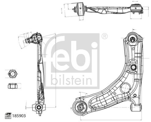 Control arm, Wheel Suspension 185903 FEBI