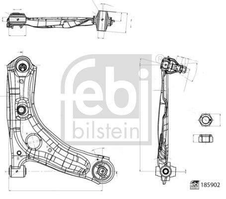 Control arm, Wheel Suspension 185902 FEBI