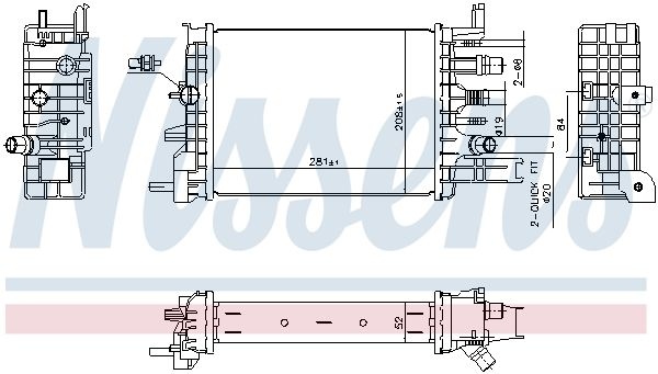 Low Temperature cooler, Intercooler 607033 Nissens