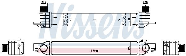 Intercooler, charge air cooler 961336 Nissens