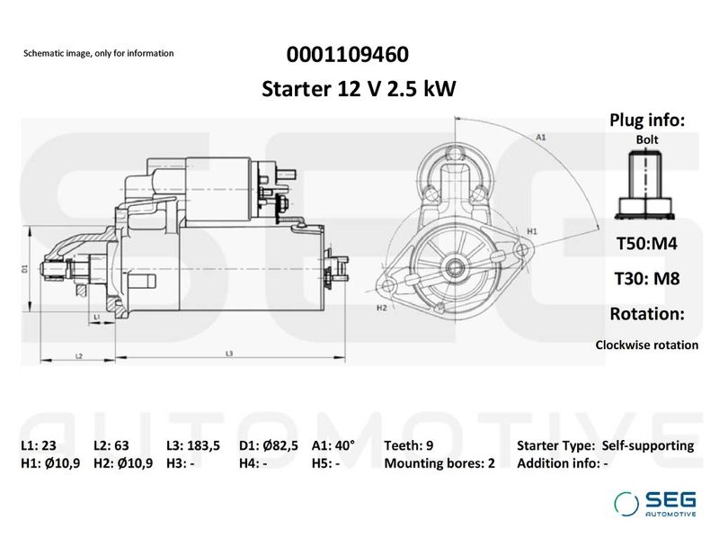 Starter Deutz 2.5 kw