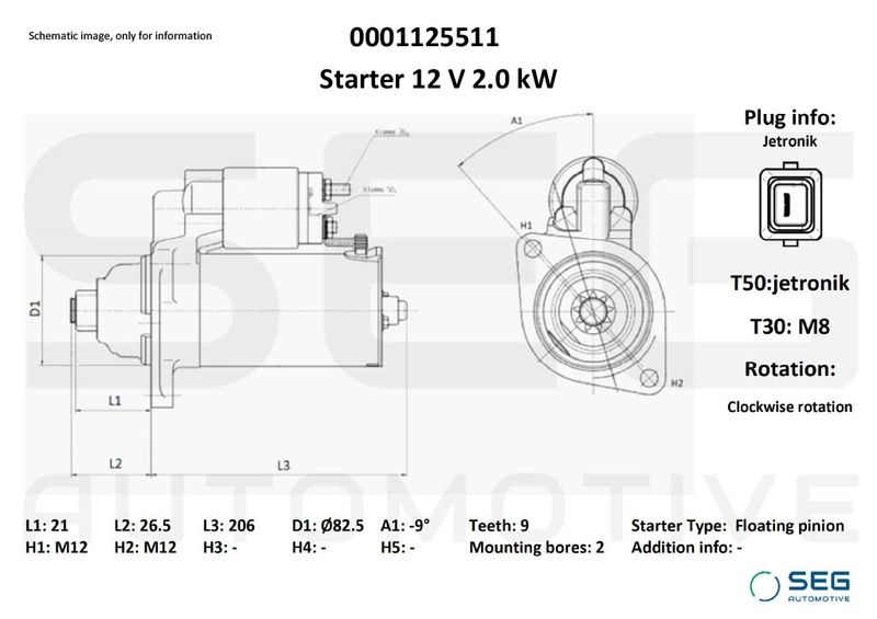 Starter Volkswagen 2.0 kw