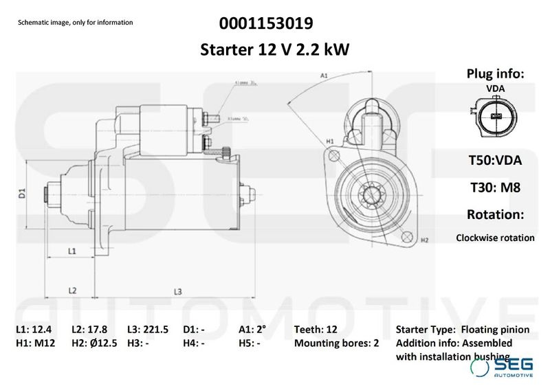 Starter Volkswagen 2.2 kw