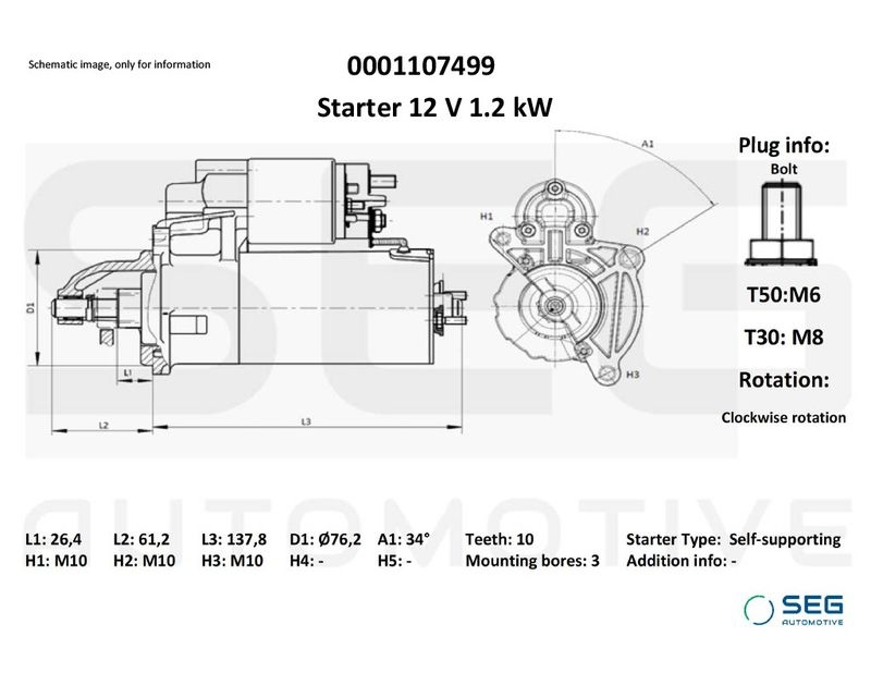 Starter Ford 1.1 kw