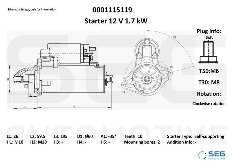 Starter Mercedes 1.7 kW