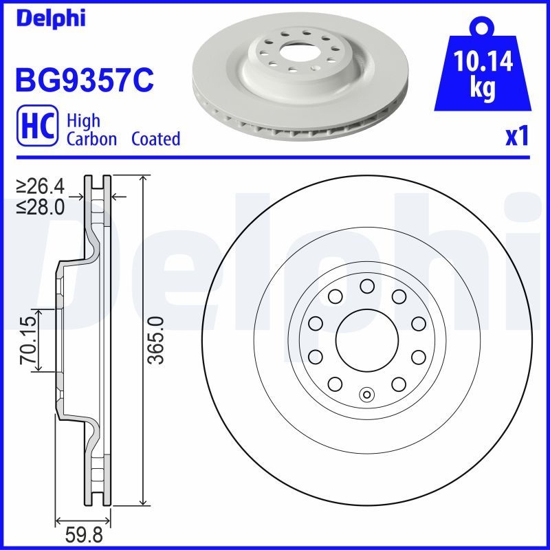 DELPHI Brake disc Vented BG9357C Brake rotor,Brake discs TESLA,Model S (5YJS),Model X (5YJX)