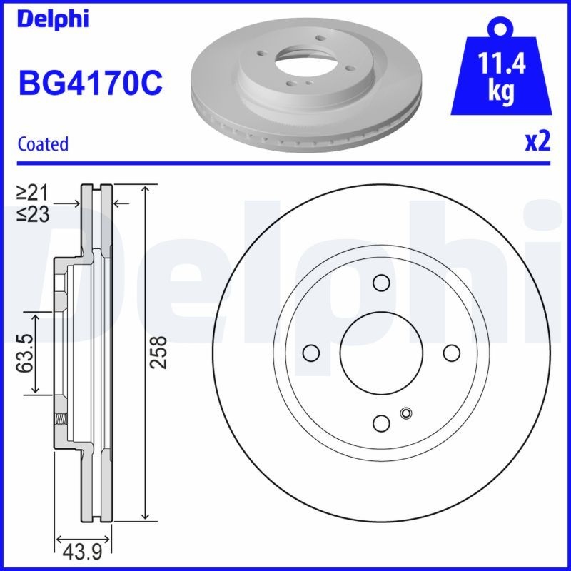 DELPHI Brake disc FORD BG4170C 1523795,1535924,1546835 Brake rotor,Brake discs,Brake rotors 1679853,1892667,1892668,2017682,8V511125AA,8V511125AB