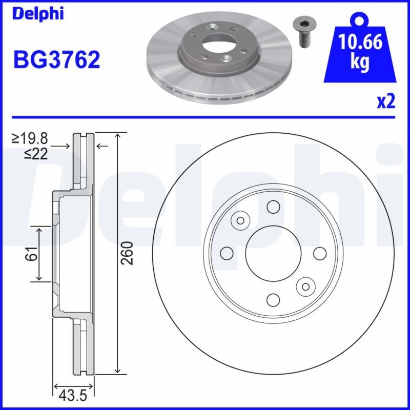 DELPHI Brake disc RENAULT,NISSAN,DACIA BG3762 402064911R,7701207795,8671016813 Brake rotor,Brake discs,Brake rotors 4020600Q1M,402064AA1A,402066478R