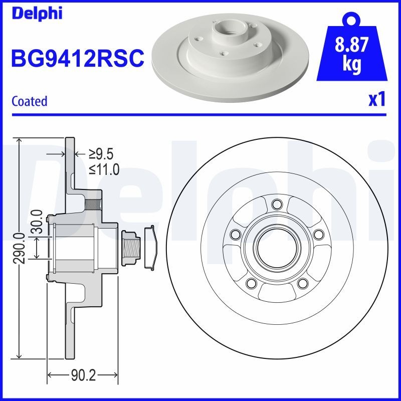 DELPHI Brake disc RENAULT BG9412RSC 432027306R Brake rotor,Brake discs,Brake rotors
