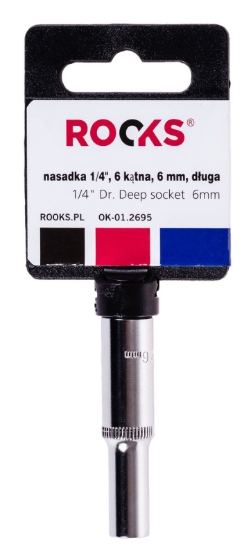 Rooks Socket 1/4", 6-sided, 6 mm, long