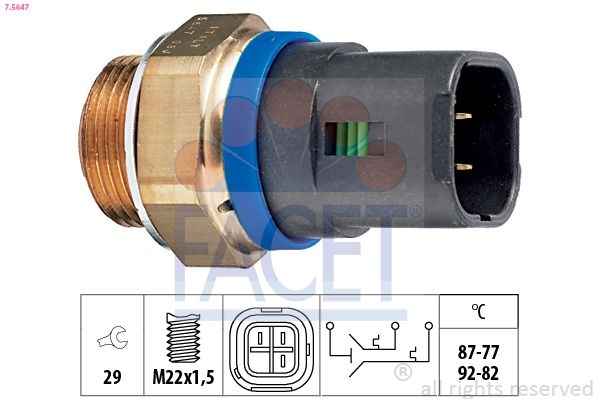 Temperature Switch, radiator fan Made in Italy - OE Equivalent 7.5647 Facet